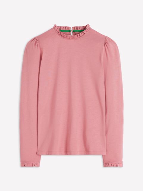 BODEN Supersoft Frill Detail Top-Vintage Rose