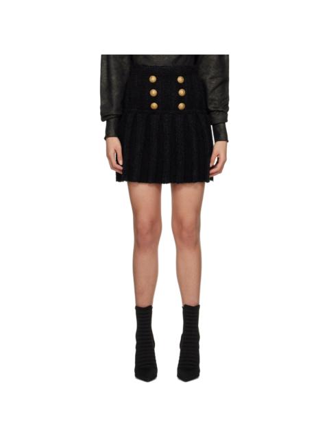 Balmain Black Pleated Miniskirt