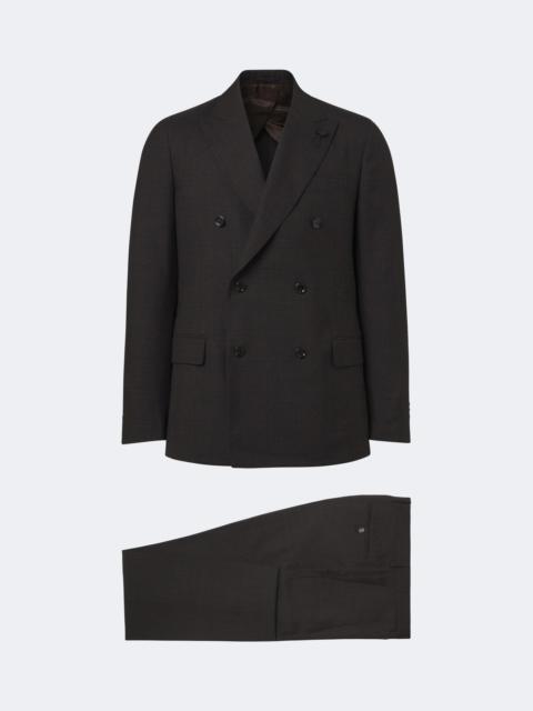 LARDINI Checked double-breasted virgin wool suit