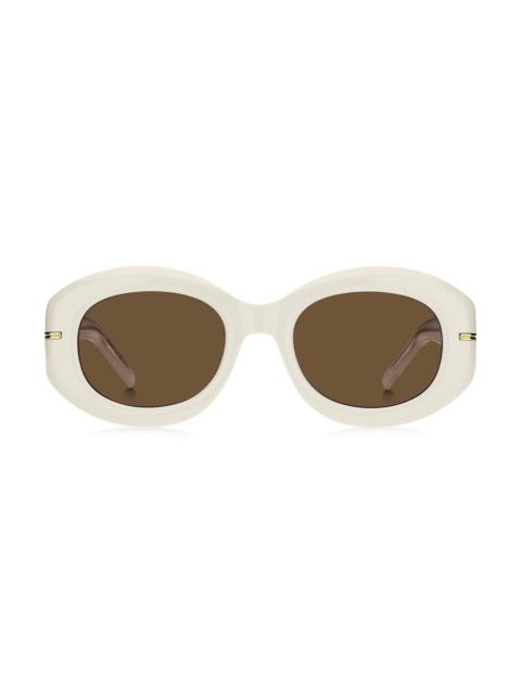 BOSS WHITE-ACETATE SUNGLASSES WITH SIGNATURE GOLD-TONE DETAIL