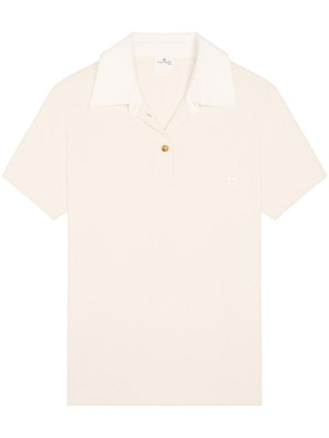 courrèges contrasting cotton blend polo shirt