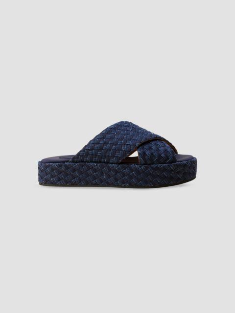 NAGHEDI Women's Laguna Double Weave Denim Platform Sandals - Indigo
