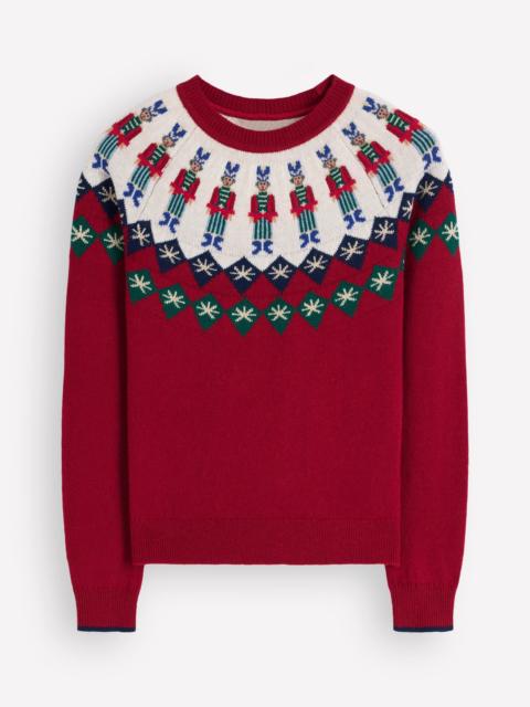 BODEN Edie Fair Isle Sweater-Red Solider fair isle