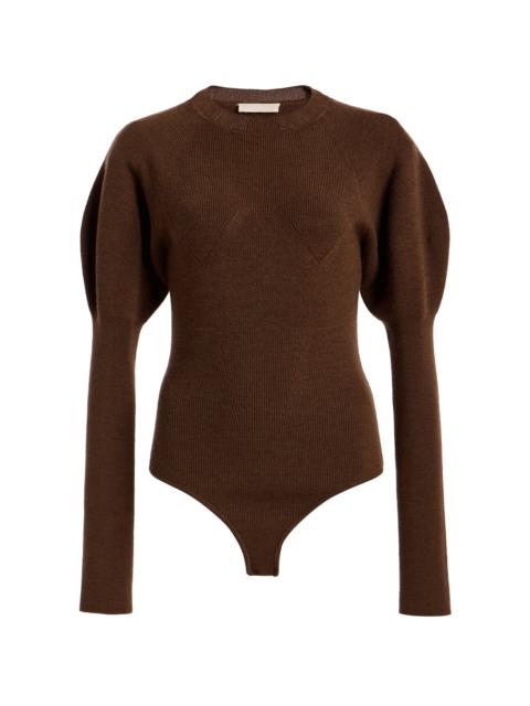ULLA JOHNSON Imara Embellished Wool Top brown