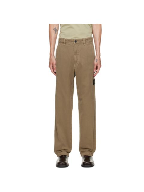Stone Island Khaki 3100014 Organic Panama Cotton Trousers