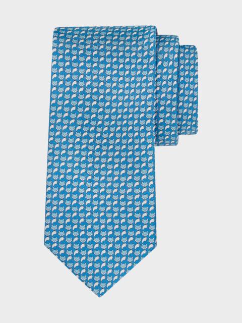 FERRAGAMO Men's Fox Micro-Print Tie