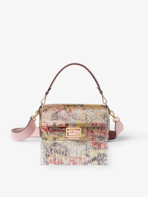 FENDI Baguette® Abstract Flower bag embroidered with multicolor beads and fringes