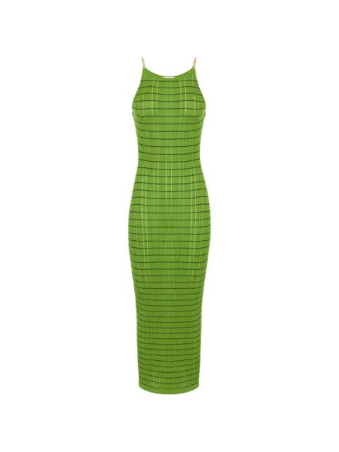 ELISABETTA FRANCHI striped chain knit maxi dress