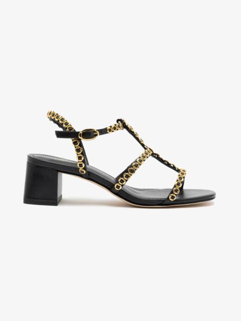 Larroudé Milanina Block Sandal In Black Leather