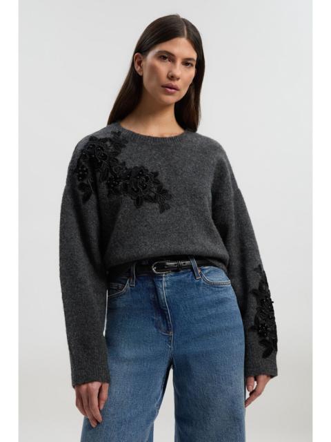 KAREN MILLEN Lace Embellished Cosy Jumper