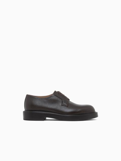 EMPORIO ARMANI LACE-UP SHOES IN GRAINED LEATHER WITH A RUBBER SOLE