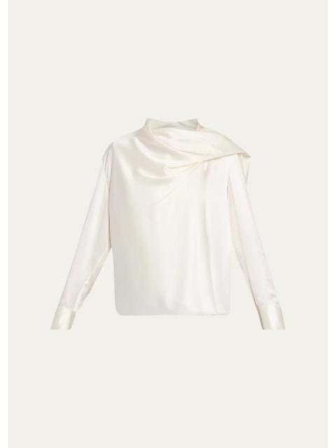 A.L.C. Nadine Draped Silk Scarf Top