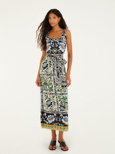 FARM RIO Black Manoela Belted Knit Midi Dress