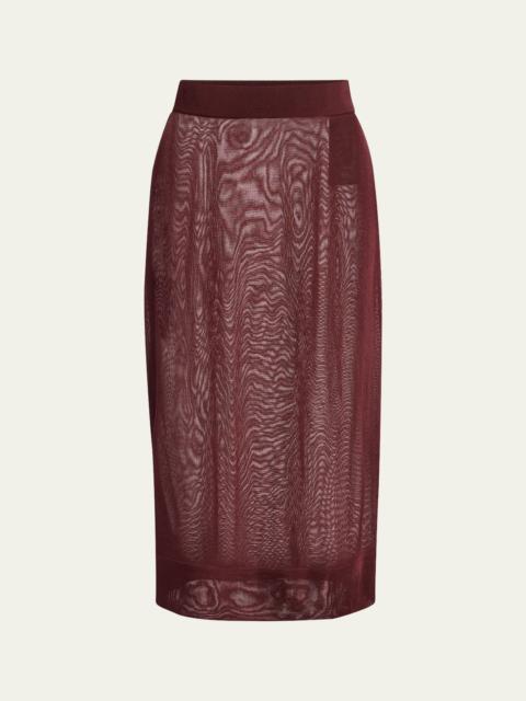 SAINT LAURENT Sheer Knit Midi Pencil Skirt