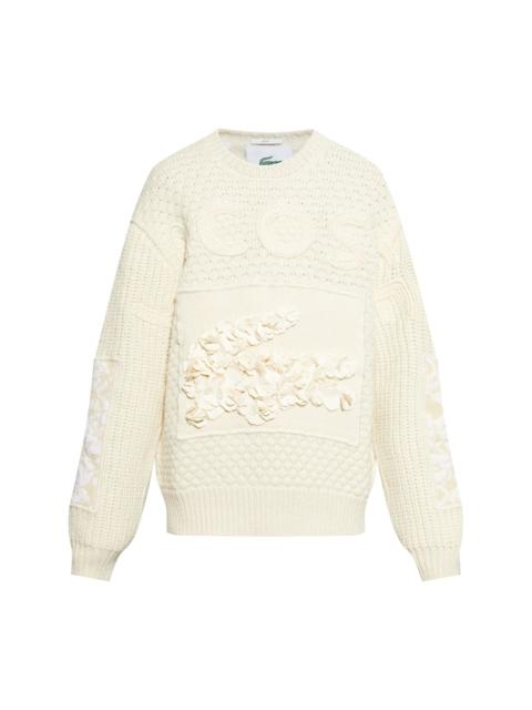 LACOSTE x Lemarié floral-appliqué sweater