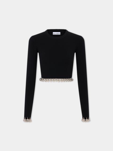 rabanne BLACK JUMPER WITH SILVER PEARLS DETAIL