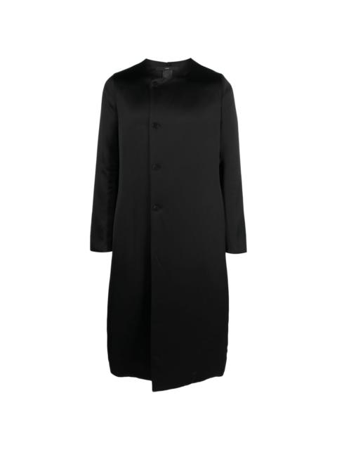 button-up satin-finish midi coat