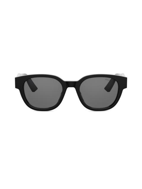 Dior Men's Christian Dior Label R1I 51MM Round Sunglasses - Shiny Black And Smoke