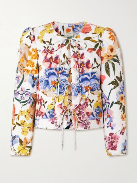 FARM RIO Greek Garden quilted floral-print Lyocell and cotton-blend jacket Ivory