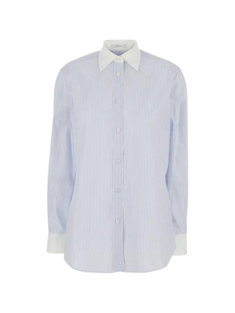 The Row striped contrast-detail shirt