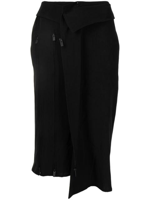 asymmetric zip detail skirt