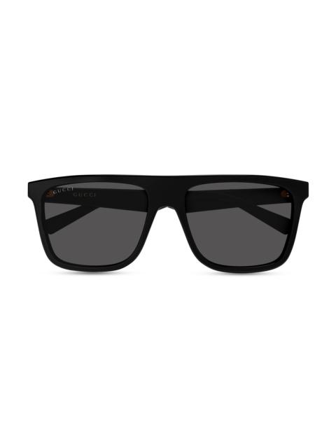 GUCCI Men's Simple Fit 57MM Square Sunglasses - Black