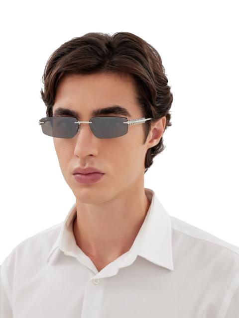 Cartier Men's Clash De 58MM Rectangular Sunglasses - Silver Grey