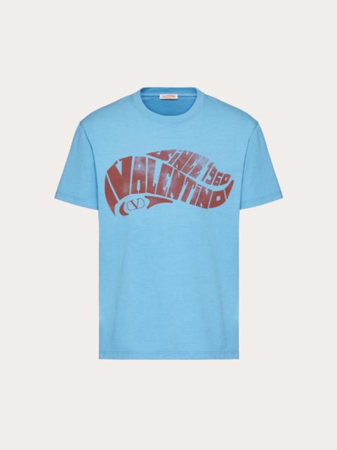 COTTON T-SHIRT WITH VALENTINO SURF PRINT