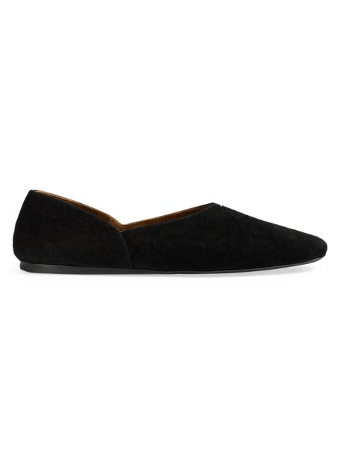 KHAITE Women's Jane Pebbled Suede & Leather Flats - Black