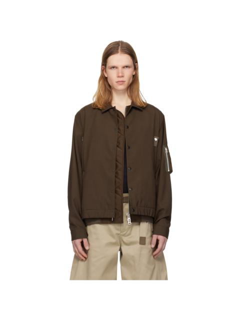 sacai Brown Suiting & Nylon Twill Bomber Jacket