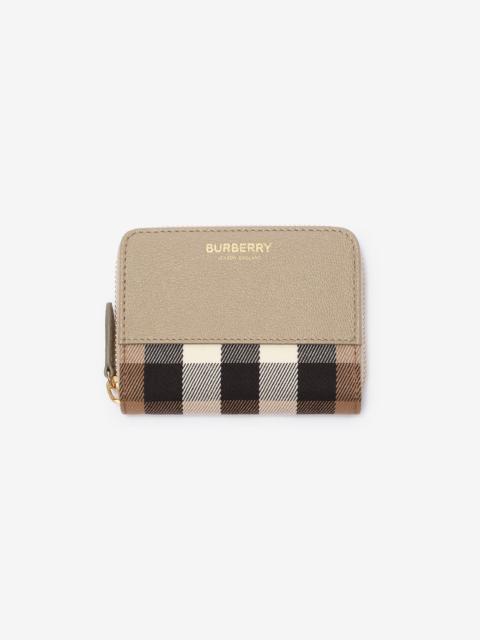 Burberry Small Check and Leather Zip Wallet