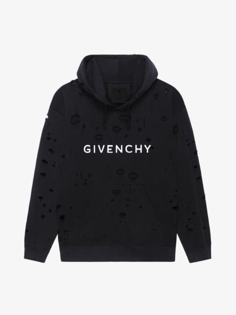 GIVENCHY HOODIE IN FLEECE WITH DESTROYED EFFECT