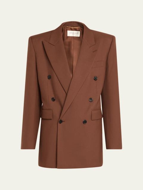 SAINT LAURENT Double-Breasted Strong-Shoulder Blazer
