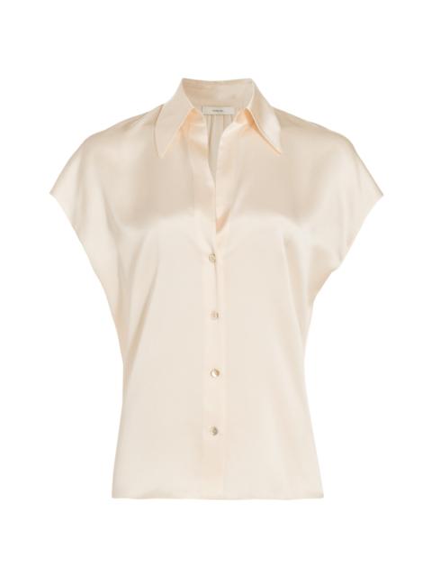 Vince Women's Cap-Sleeve Silk Blouse - Chiffon