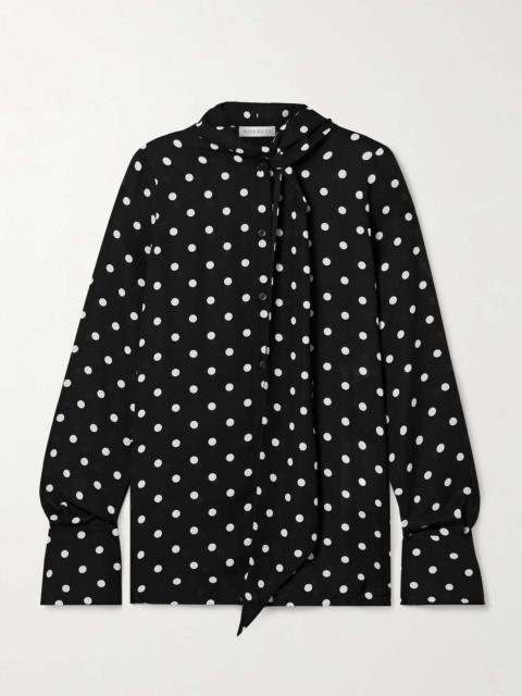 NINA RICCI Tie-neck polka-dot recycled-crepe de chine shirt