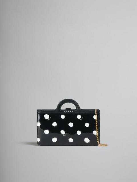 BLACK AND WHITE POLKA-DOT PATENT LEATHER TROPICALIA LONG WALLET WITH CHAIN