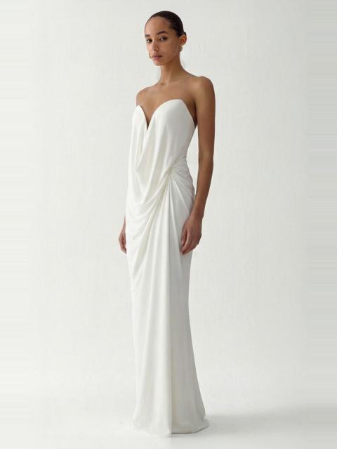 THE NEW ARRIVALS ILKYAZ OZEL Rodin Draped Maxi Dress white