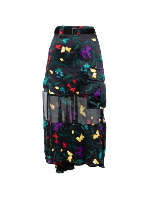 floral-print panelled skirt