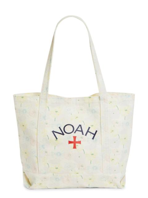 Noah Core Logo Floral Print Denim Tote