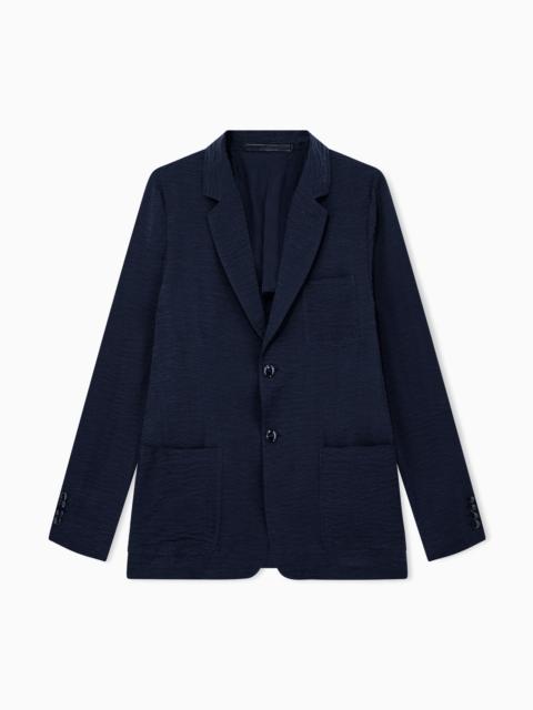 GIORGIO ARMANI BLAZER REGULAR FIT IN MICRO JACQUARD CHEVRON CUPRO