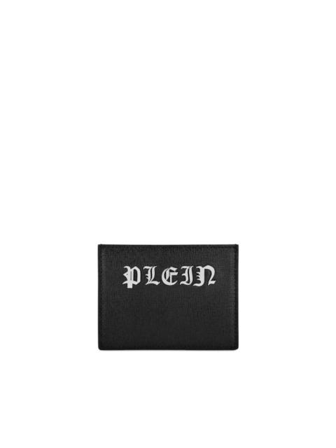 monogram-plaque leather cardholder