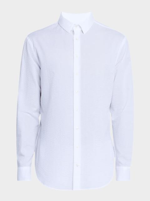 GIORGIO ARMANI Men's Solid Seersucker Sport Shirt