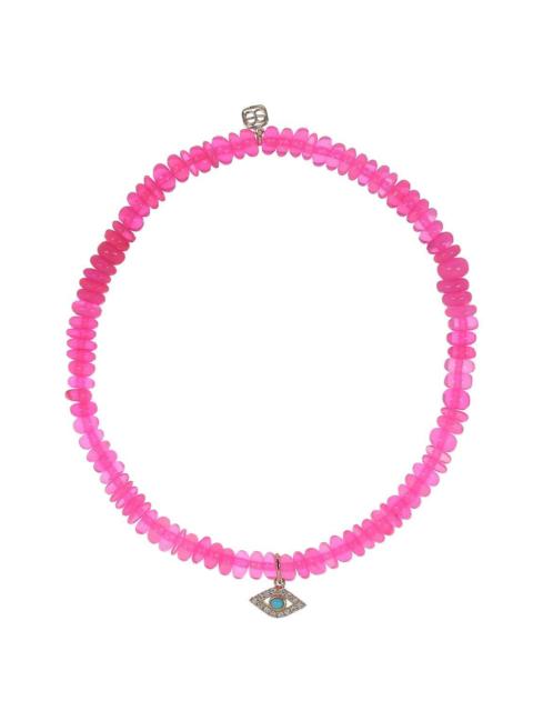 SYDNEY EVAN Hot Pink Opal Turquoise Evil Eye Charm Bracelet
