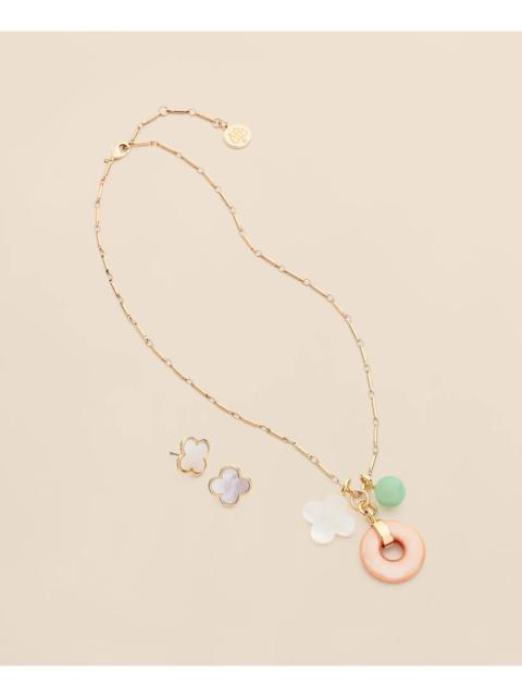 Brooks Brothers Gold-Tone Stud Earrings & Charm Necklace Set