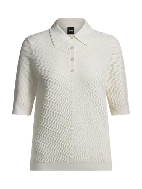 BOSS STRUCTURED SWEATER WITH POLO COLLAR