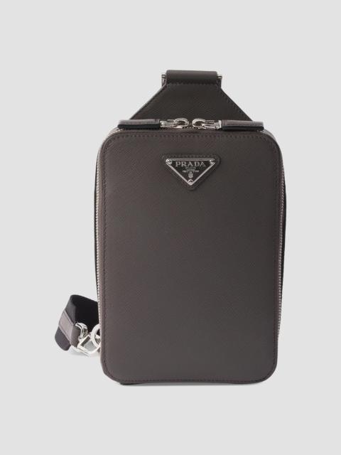 Prada Men's Brique Saffiano Leather Bag - Dark Grey