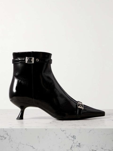 GANNI Buckled vinyl point-toe ankle boots