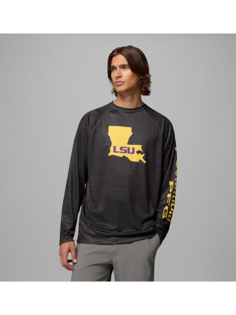 Columbia Men's Collegiate PFG Terminal Tackle Heather Long Sleeve Shirt - LSU