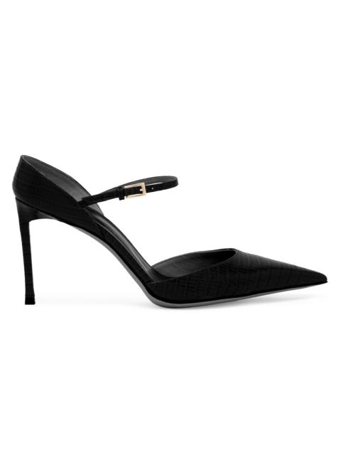 TOM FORD Women's Tejus 85MM Croc-Embossed Leather Mary Jane Pumps - Black