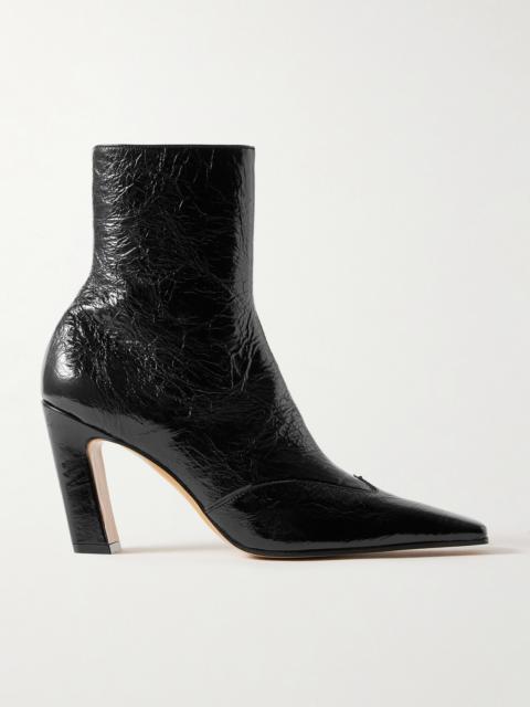 KHAITE Nevada Crinkled-leather Ankle Boots